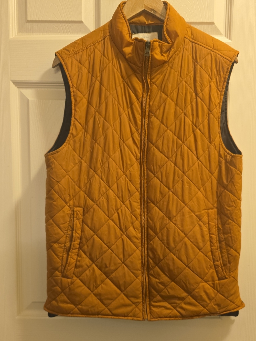 Weatherproof Quilted Stand-Collar Vest in Mustard Yellow